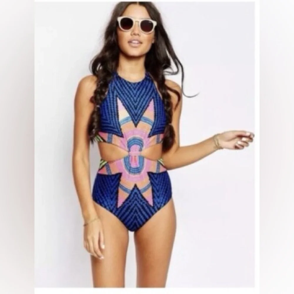 Mara Hoffman Blue and Pink Cutout Swimsuit - Picture 10 of 10